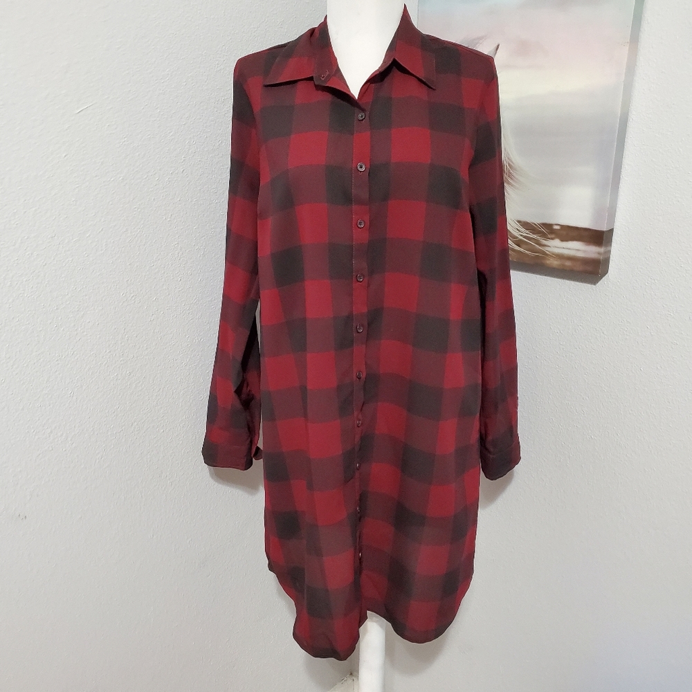 Saks Fifth Ave 5/48 Plaid Long Sleeve Size Medium
